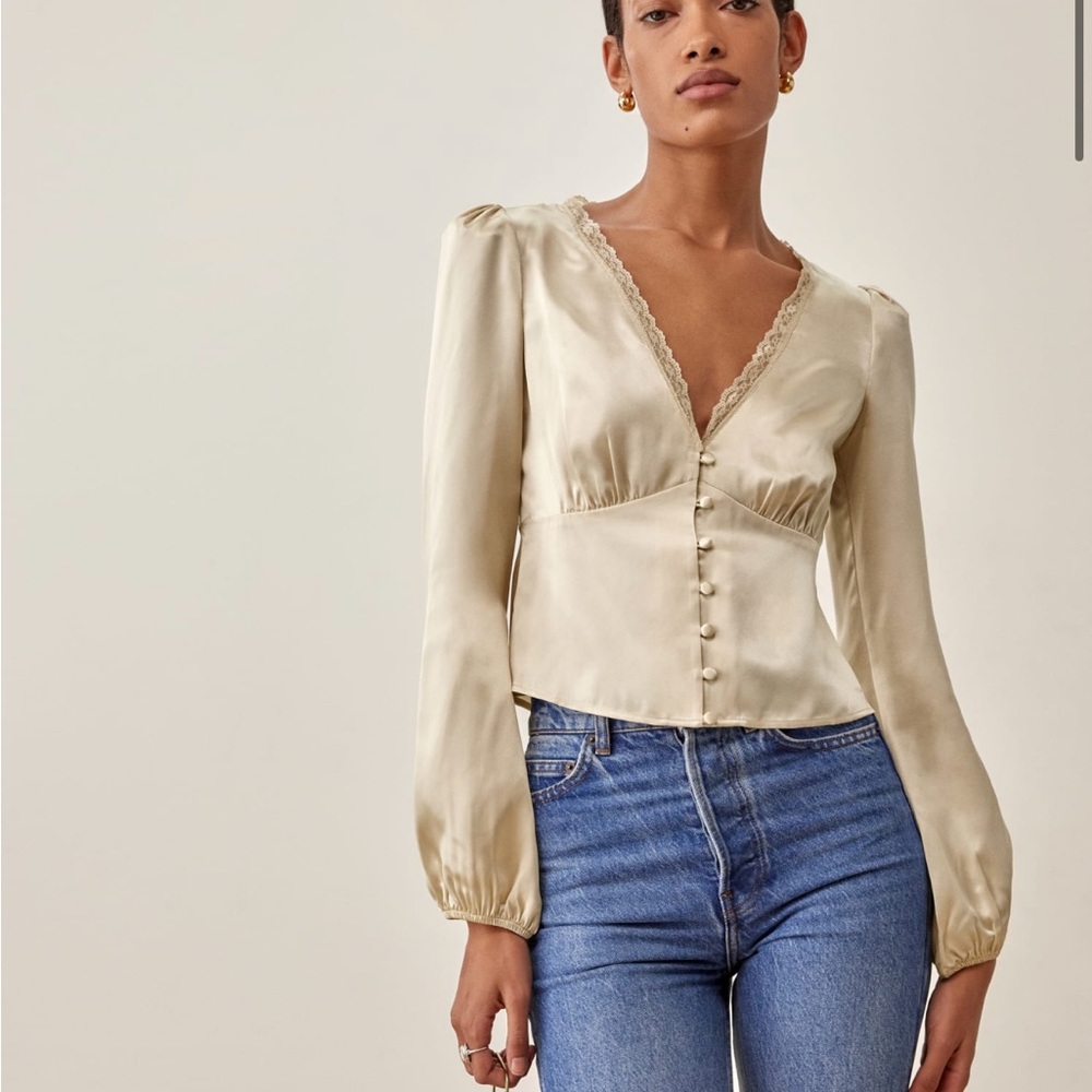 NEW NWT Reformation Rosen silk open back top Blouse